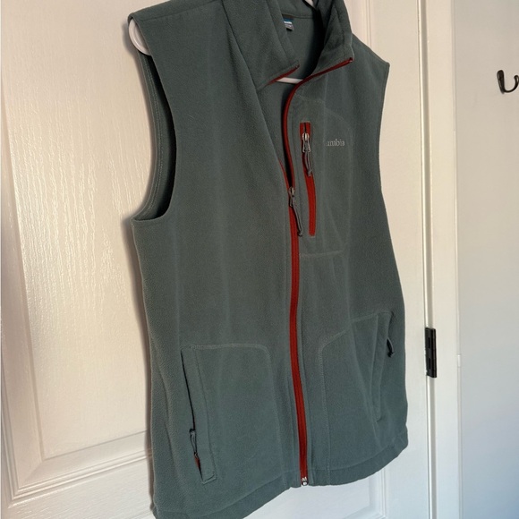 Columbia Teal Fleece Vest with Red Highlights - Picture 3 of 6